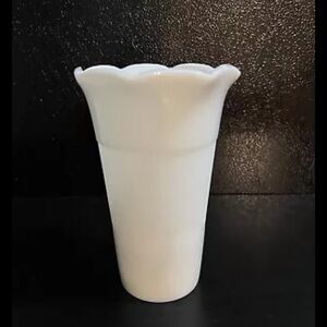 Milk Glass Vintage Chic Scalloped White Vase